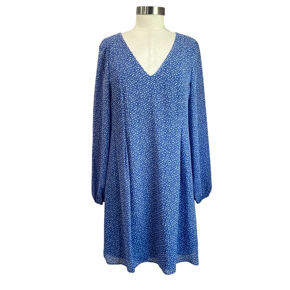 INC Blue Polka Dot Dress Long Sleeve Retro Vintage Inspired Size M - Picture 2 of 12
